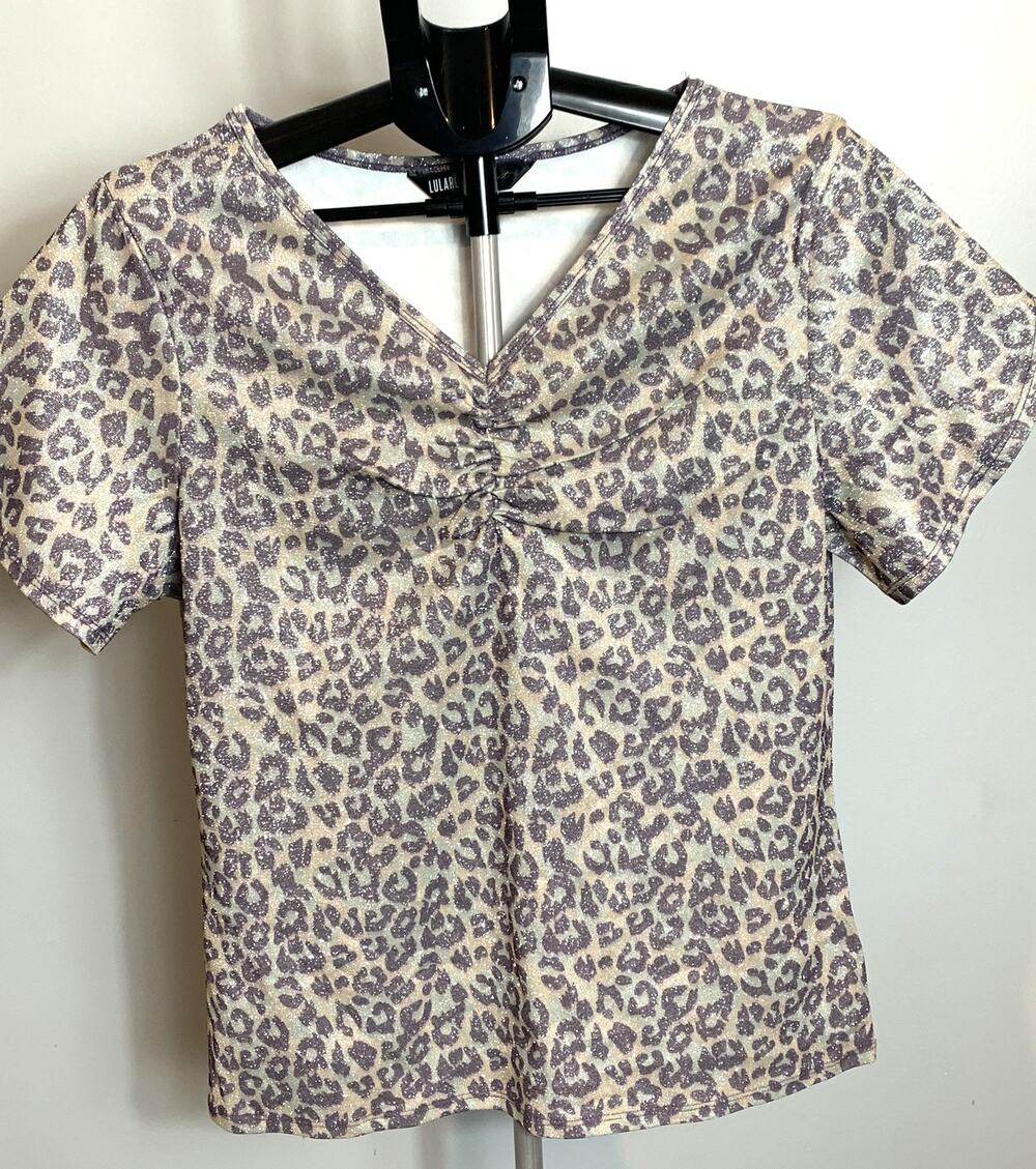 LuLaRoe Elegant Collection Women's Leopard V-Neck Shirt Large